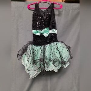 Weissman Child's Competition figure skating dress, Mint Green & Black